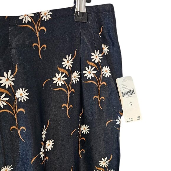 Antrhopologie Silky High-Rise, Floral, Wide Leg High Rise Pants, Black, 14, NWT - Picture 11 of 12